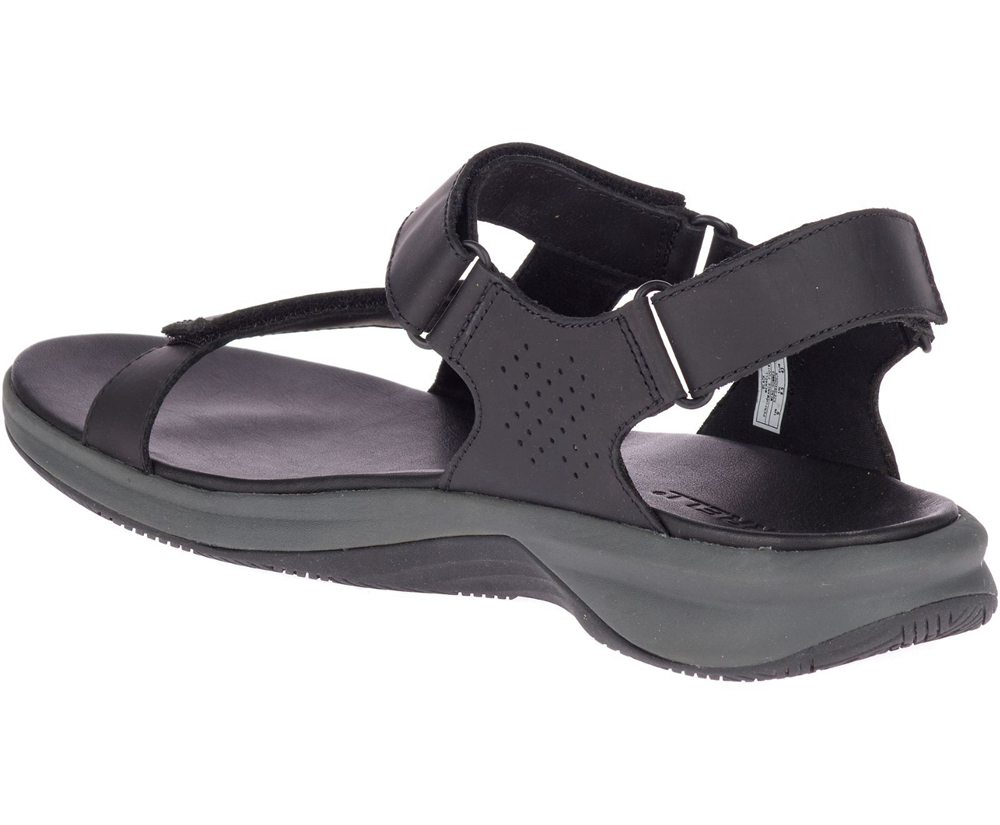 Merrell Sandals Black - Tideriser Luna Strap Leather - Mens 06QKZJDUT